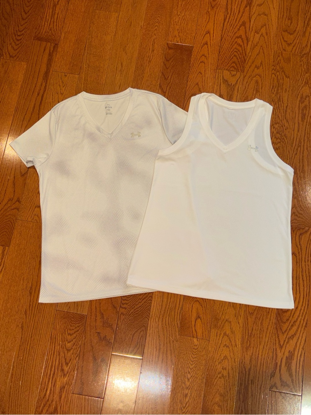 TWO Under Armour White & Gray V-Neck Tee and White Tank Top